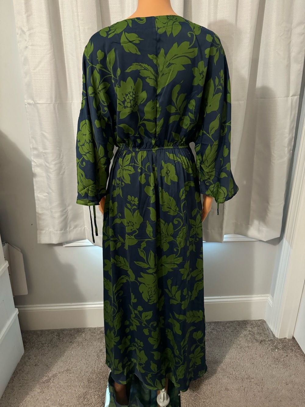 Pretty Easel size S blue green floral print dolman sleeve maxi dress new - Picture 7 of 7
